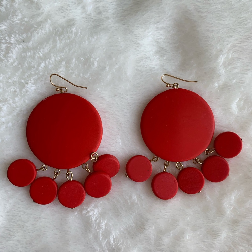 red statement earrings